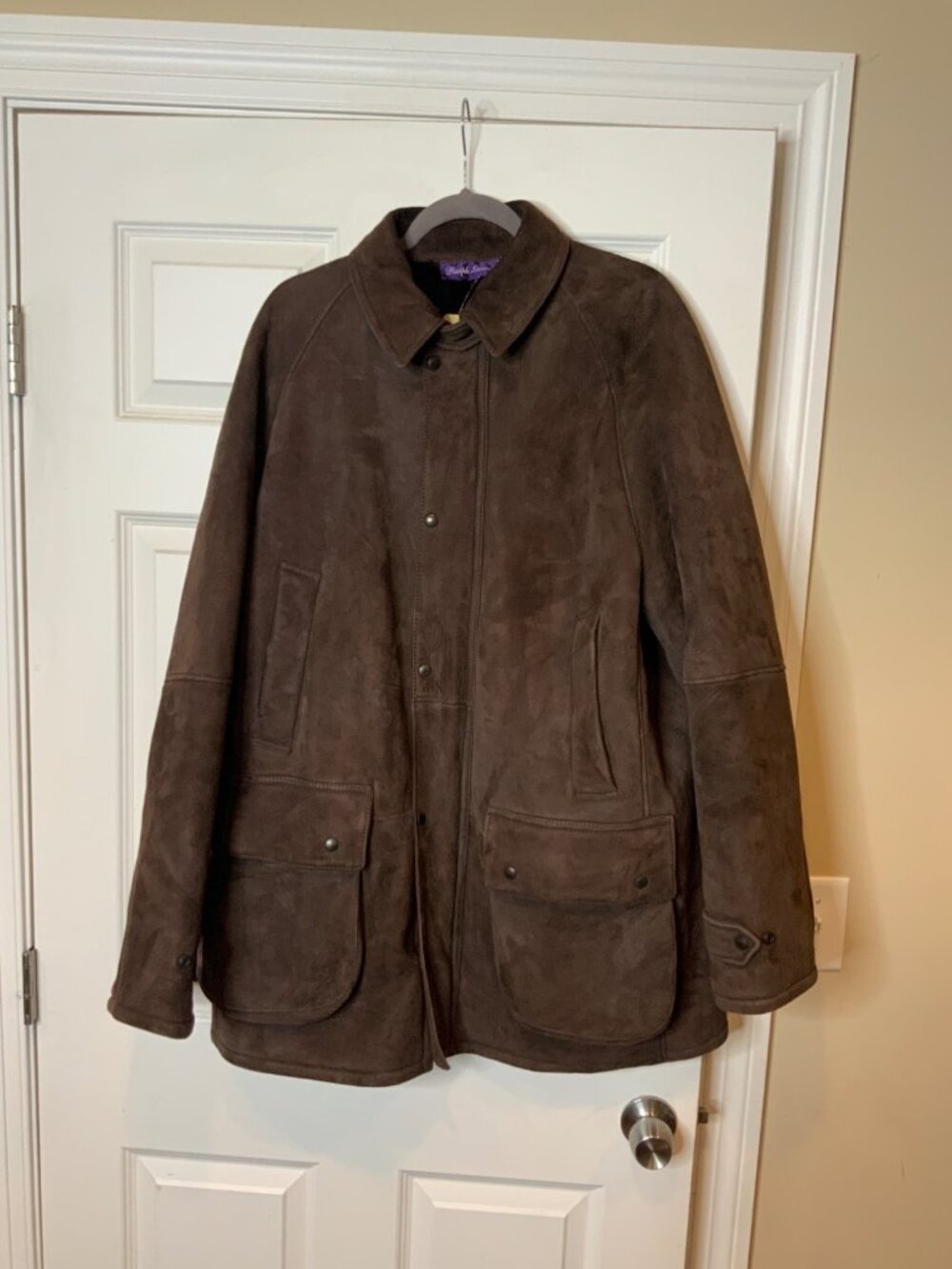 Ralph Lauren Collection Brown Lambskin 100% Leather Zip-Up Jacket, Size XL